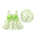 thumbnail image 1 of Gelikeya Easter Dresses for Baby Girls 12 Months Polka Dot Print Summer Dress Skirt Sleeveless Princess Dress Hat 2 PC(Toddlers, Z03-Green, 18-24 Months), 1 of 3