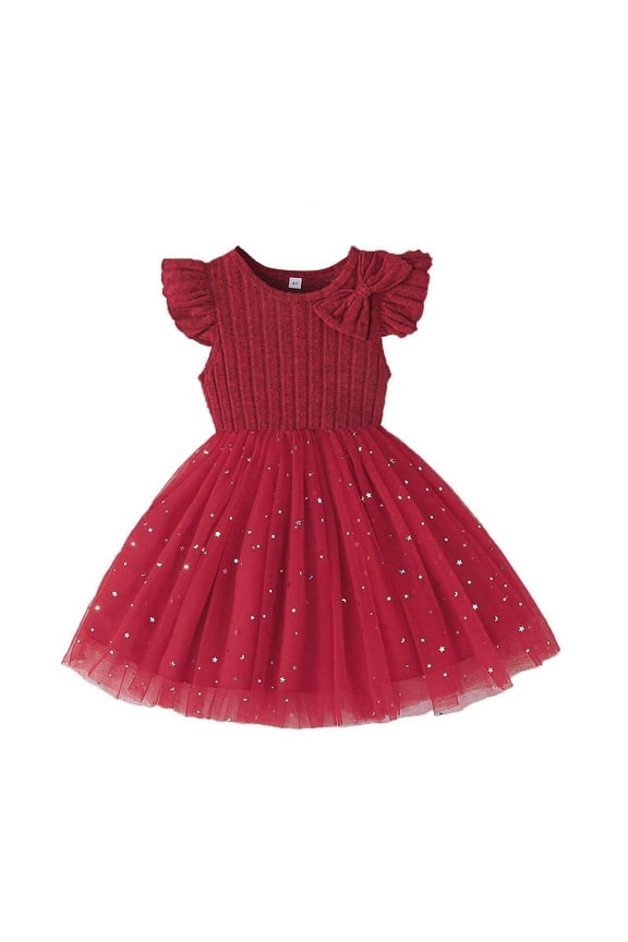 Easter Dresses for Baby Girls 2T Solid Color Summer Ruffle Sleeveless Princess Dress Fashion Casual Dresses(Toddlers, Red, 2-3 Years)