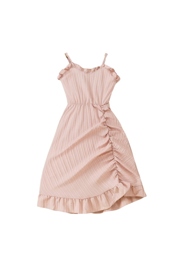 Easter Dresses for Girls Size 12 Solid Color Sleeveless Suspenders Summer Dresses Clothes(Toddlers, Pink, 9-10 Years)