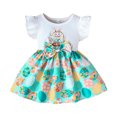 thumbnail image 1 of Gelikeya Easter Dresses for Toddler Baby Girls Cartoon Easter Eggs Prints Flutter Sleeve Dress Summer Clothes Z01 Green, 9-12 Months, 1 of 8