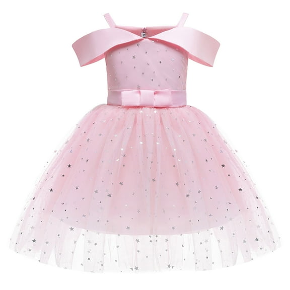 Gelikeya Elegant Sequin Formal Dress for Toddler Girls Bithday Dress Glitter Princess Tutu Dress Short Sleeve Party Prom Gown(Toddlers, Z08-Pink, 4-5 Years)
