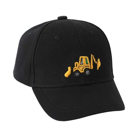 Gelikeya Excavator Toddler Baseball Hats Embroidery Adjustable Kids Baseball Caps Toddler Baseball Hat for Little Boys Present (Black, 2-8 Yearss)