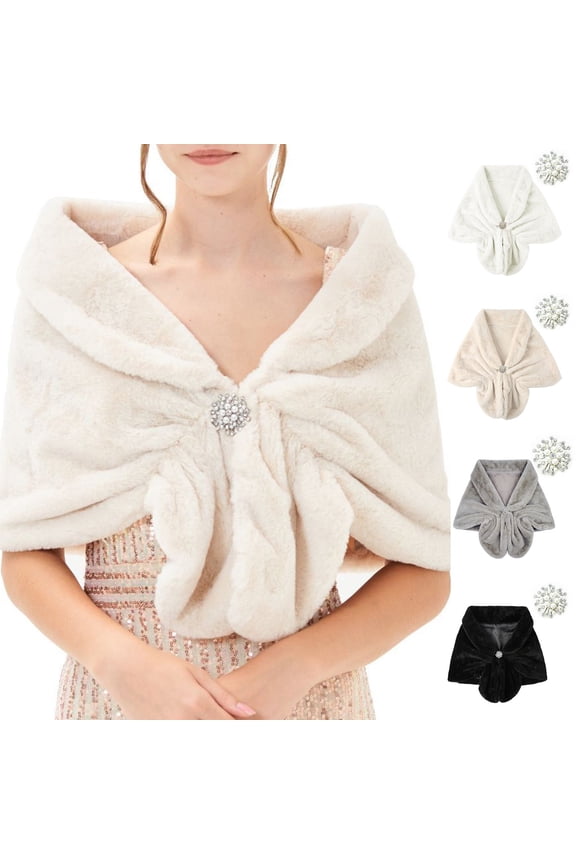 Shawl 1920s Bride Wedding Party Wraps Fall Winter Stoles Scarfs for Women and Bridesmaids, Beige, Size M