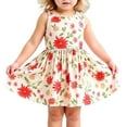 thumbnail image 1 of Gelikeya Floral Dresses for Girls Size 7 Spring Cute Print Flutter Sleeve Flower Prints Princess Dress Fashion Design Summer Dress(Toddlers, Z08 Orange, 5-6 Years), 1 of 7