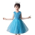 thumbnail image 1 of Gelikeya Flower Girl Dress 3-14Y Girls Wedding Peach Dress Star Sequins Bride Party Dresses with Mesh Layerd Tutu Skirt Blue & 5-6 Years, 1 of 5