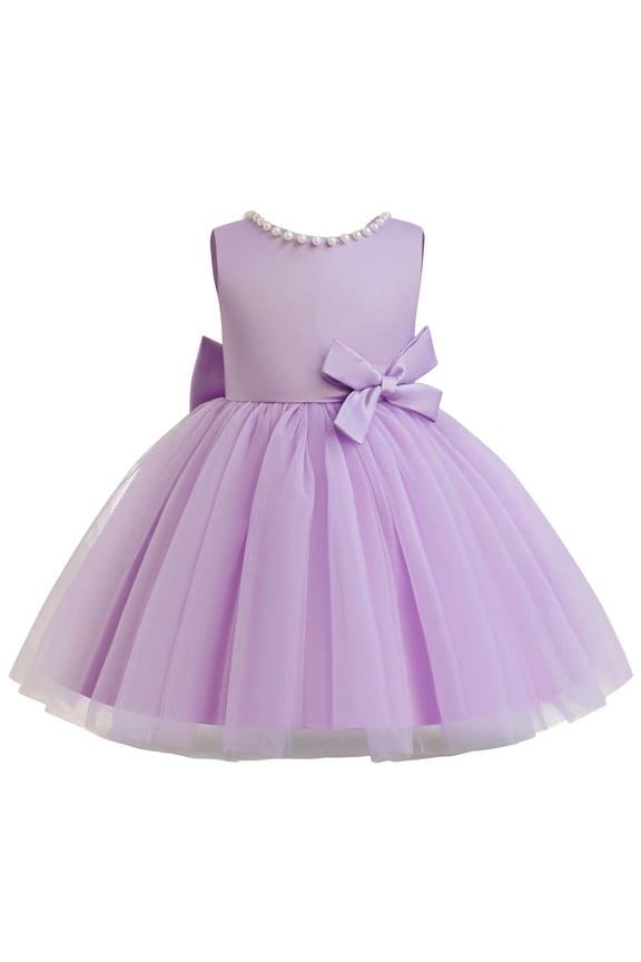 Flower Girl Dress Easter Dresses Sleeveless Toddler Baby Girl Formal Wedding Birthday Party Dress Summer Fashion Clothes Z01 Purple, 9-12 Months