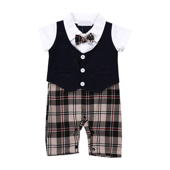 Gelikeya Formal Baby Boy Clothes 0-18 Months Short Sleeve First Birthday Party Outfits Gifts Clothing (Blue, 12-18 Months)