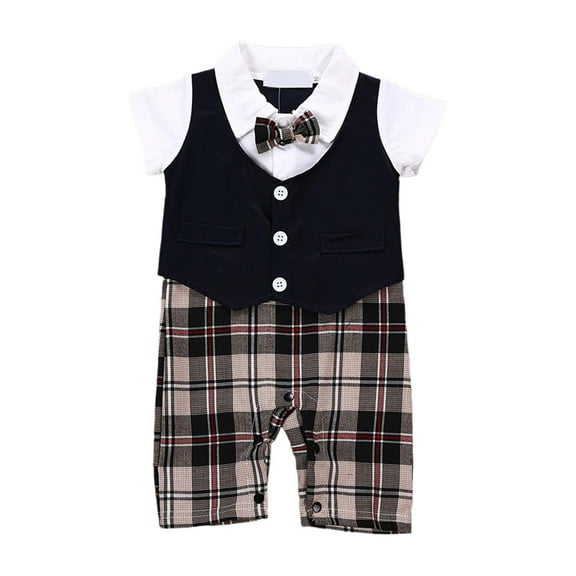 Gelikeya Formal Baby Boy Clothes 0-18 Months Short Sleeve First Birthday Party Outfits Gifts Clothing (Blue, 6-12 Months)