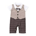 thumbnail image 1 of Gelikeya Formal Baby Boy Clothes 0-18 Months Short Sleeve First Birthday Party Outfits Gifts Clothing (Khaki, 3-6 Months), 1 of 7