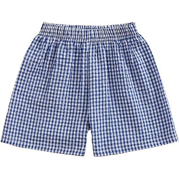 Gelikeya Gingham Shorts for Toddler Baby Girls 2T 3T Cute Summer Plaid Shorts Elastic Waist Indoor Casual Wear Blue, 18-24 Months