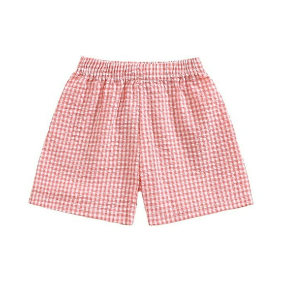 Gelikeya Gingham Shorts for Toddler Baby Girls 2T 3T Cute Summer Plaid Shorts Elastic Waist Indoor Casual Wear Pink, 9-12 Months