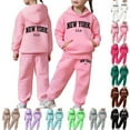 thumbnail image 1 of Gelikeya Girls 2 Piece Outfits Sweatsuit City Letter Print Pullover Hoodie Sweatshirt Lounge Sets Jogger Sweatpants 2-13 Years (Grey, 2-3 Years), 1 of 8