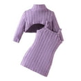 thumbnail image 1 of Gelikeya Girls 2 Piece Outfits Vertical Stripes Long Sleeve Sweater Crop Tops Camisole Pencil Dress Set Baby Clothes (Purple, 9-12 Months), 1 of 8