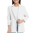 thumbnail image 1 of Gelikeya Girls Blazers Jacket Long Sleeve Notched Collar/Lapel Collar with Inner Pocket Open Front Casual Kids Blazers Suit (White, 11-12 Years), 1 of 8