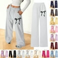 thumbnail image 1 of Gelikeya Girls Bowknot Baggy Sweatpants Cute Straight Leg Athletic Pants with Pockets Clothes for Teen Girls 4-16 Years, Purple & 4-5 years, 1 of 9