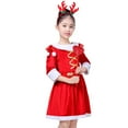 thumbnail image 1 of Gelikeya Girls Christmas Dresses Size 6-7 Party Wear Kids School Performance Funny Clothes Soft Comfortable Christmas Santa Reindeer Outfits (X02 Red, 6-7 Years), 1 of 8