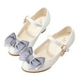 thumbnail image 1 of Gelikeya Girls Dress Shoes Bowknot Flower Girls Wedding Party Low Heels Girls Dress Flat Shoes Rhinestone Princess Leather Shoes Girl Sandals Mary Jane Shoes, Clear, 1 of 5