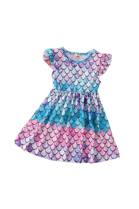 Girls Dresses Size 1-6 Kid Floral Ruffle Sleeve Sundress Summer Toddler Girl Princess Dresses(Toddlers, , 2-3 Years)