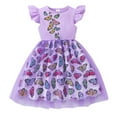 thumbnail image 1 of Gelikeya Girls Easter Dresses 5T Summer Western Style Bowknot Design Flutter Sleeve Small Floral Princess Style Casual Spring Dress(Toddlers, Z03-Purple, 3-4 Years), 1 of 7