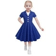 thumbnail image 1 of Gelikeya Girls Easter Dresses Size 10 Party Short Sleeve Gown Dress Kid Dots Prints Floral Children Girl Clothes Spring Summer Dresses(Toddlers, Z04-Navy, 5-6 Years), 1 of 4