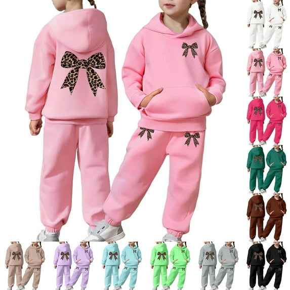 Gelikeya Girls Graphic Jogging Suits Sweatsuits 2 Piece Set Oversized Hoodie and Sweatpants Fall Winter Clothes (Black, 2-3 Years)