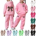 thumbnail image 1 of Gelikeya Girls Graphic Jogging Suits Sweatsuits 2 Piece Set Oversized Hoodie and Sweatpants Fall Winter Clothes (Khaki, 4-5 Years), 1 of 8