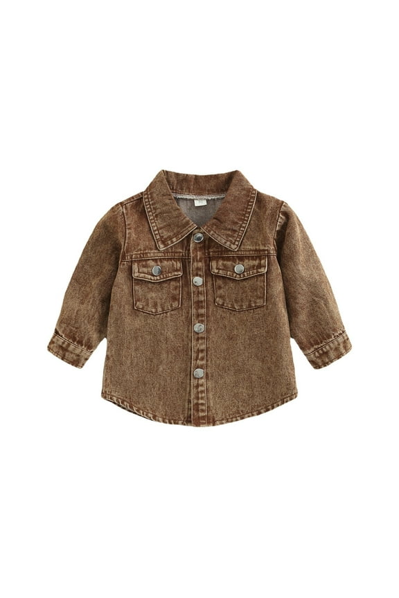 Girls Jacket Leather Jacket Boys Hooded Long Sleeve Kids Thin Fashion Zipper Sport Coat Toddler Boy Fall Clothes (Brown, 5-6 Years)