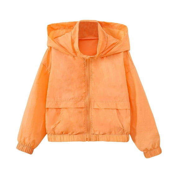 Gelikeya Girls Jean Jacket Size 10-12 Boys Winter Jacket Collared Long Sleeve Fashion Toddler Boy Shirts Kids Winter Clothes (Orange, 3-4 Years)
