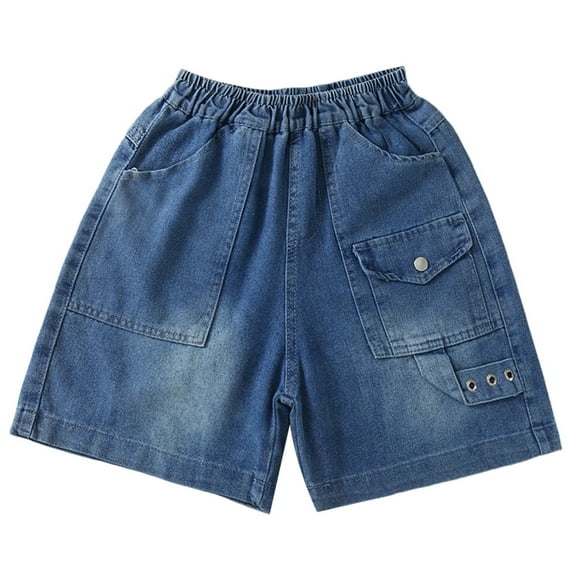 Gelikeya Girls Jean Shorts Baggy Bermuda Denim Shorts Straight Leg Y2k Baggy Denim Shorts Girl Fashion Clothing Blue, 10-11 Years
