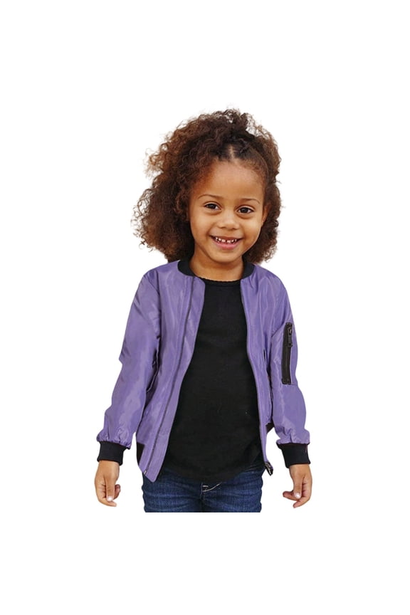 Girls Leather Jacket Toddler Winter Jacket Cartoon Long Sleeve Kids Thin Fashion Zipper Sport Coat Girls Clothes (Light Purple, 4-5 Years)