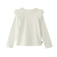 thumbnail image 1 of Gelikeya Girls Long Sleeve T-Shirt Toddler Comfortable Soft Thick Basic Crewneck Tee Tops with Ruffles Trim White 8-10 Years, 1 of 2