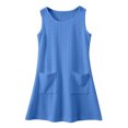 thumbnail image 1 of Gelikeya Girls Midi Dresses 10-12 Boho Tie Shoulder Solid Color Sleeveless Casual Dress Summer Loungewear Outerwear Dress Clothes with Pockets(Tweens, Blue, 4-5 Years), 1 of 1