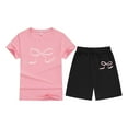 thumbnail image 1 of Gelikeya Girls Preppy Clothes Sweat Shirts Girls Summer Outfits Size 7/8 Tween Girl Clothing Kids Tee Shirt and Pants Set (Pink, 3-4 Years), 1 of 4