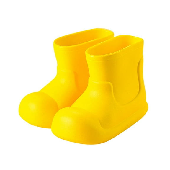 Gelikeya Girls Rain Boots Fashion Pattern Outdoor Wear Little Girl School Shoes Work Boots (Rainwear, Yellow, 6-8 Years)