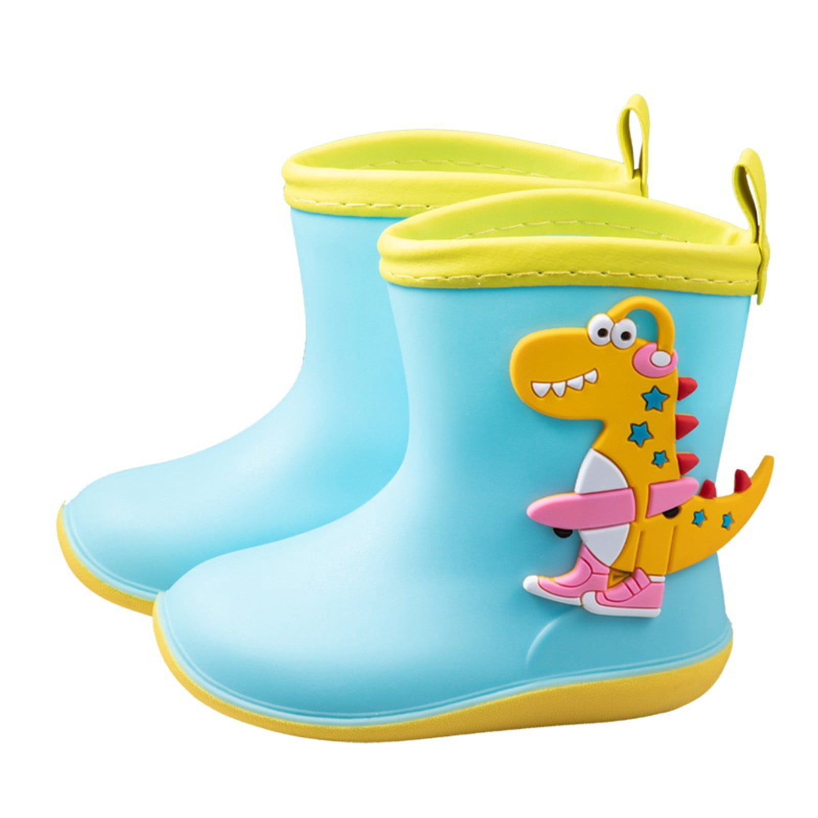 Gelikeya Girls Rain Boots Outdoor Wear Easy-On Lightweight Rain Shoes Back To School Shoes (Light Blue, Size 4-5 Years)