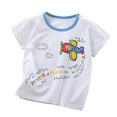 thumbnail image 1 of Gelikeya Girls Short Sleeve Tshirts Casual Crewneck Cute Cartoon Car Printed Tee Shirts Soft Breathable Summer Clothing #02 White, 5-6 Years, 1 of 3