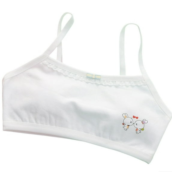Gelikeya Girls Sports Bras Size 14-16 with Padding Spaghetti Straps Training Bra Soft Breathable Padded Bralette Adjustable Shoulder Undies(Tweens, White, 10-14 Years)
