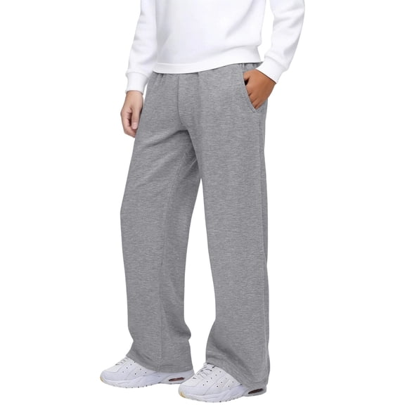 Gelikeya Girls Sweatpants Kids Straight Leg Casual Baggy Joggers Teen Loose Athletic Elastic Waist Pants with Pocket A01 Grey 5-6 Years