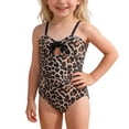 thumbnail image 1 of Gelikeya Girls Swimsuit Fashion Cute Leopard Bathing Suits Summer Beach Swimming Suit Little/Big Girl Spaghetti Straps Swimwear X01 Brown, 10-11 Years, 1 of 8