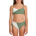 thumbnail image 1 of Gelikeya Girls Swimsuits Bikini Set 2 Piece Color Block Bikini Tops with Adjustable Shoulder Straps Teen Girl Bathing Suit 7-16Y X11 Army Green, 13-14 Years, 1 of 6