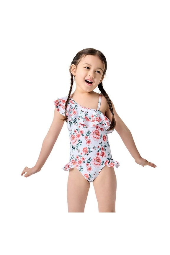 Girls Swimsuits Size 5-6 Ruffle Spaghetti Straps Swimsuit Bathing Suit One-Piece Swimwear for Summer Holiday Beachwear Swimwear (Toddlers, Z04 Red)