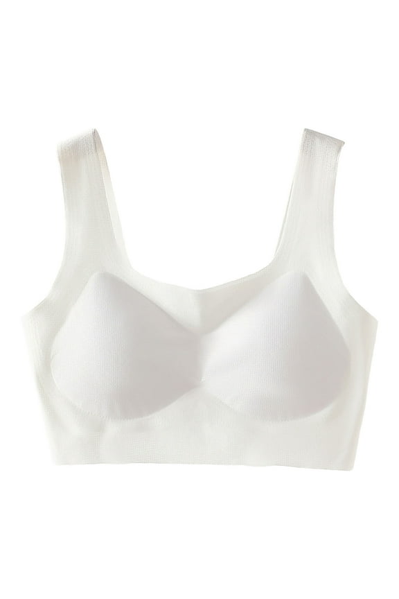 Girls Training Bras Ages 12 Racerback Seamless Wireless Sport Bra Soft and Breathable Cotton Undies Solid Color Big Girl's Padded Bralette(Tweens, White, 75)