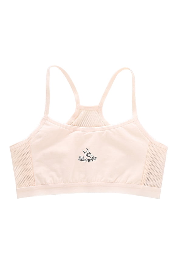 Girls Training Bras Ages 8 12 Seamless Wireless Sports Bra Adjustable Shoulder Soft Comfortable Underclothes Cotton Bralette Big Girl's Undies(Tweens, Beige, 8-12 Years)