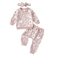 thumbnail image 1 of Gelikeya Girls Valentine's Day Outfit Clothes Set Cute Heart Toddler Baby Long Sleeve Sweatshirt and Pants Set with Headband, X04 RD2 & 18-24 Months, 1 of 6