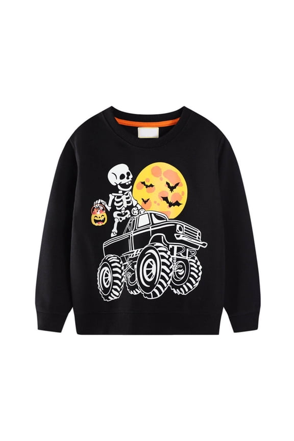 Glow In The Dark Halloween Shirt Toddler Kids Boys Girls Sweatshirts Skeleton Prints Tee Tops (Black, 2-3 Years)