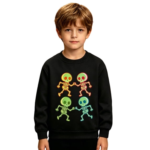 Gelikeya Glow In The Dark Halloween Shirt Toddler Kids Boys Girls Sweatshirts Skeleton Prints Tee Tops
