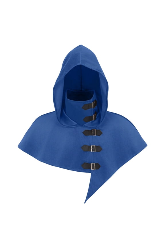 Halloween Cloak for Men Women Hood Hat Shawl Scarf Cape Hooded Poncho Halloween Apparel, Blue, One Size