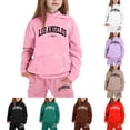 thumbnail image 1 of Gelikeya Hoodies Sets for Toddler Baby Girls 1-2 Years Purple Sweatsuits Letter Print Graphic Hooded Sweatshirt Pant Sets Oversized Pullovers 1-9Y (Z01 Purple, 1-2 Years), 1 of 5