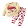thumbnail image 1 of Gelikeya Baby Boy Valentines Day Outfit Toddler 6 12 18 24 Months 2 3 4 T Boys Girl Heart Trucker Long Pants Set, X02 Khaki & 6-12 Months, 1 of 6