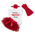 thumbnail image 1 of Gelikeya Baby Girl Valentines Day Outfit Short Sleeve Bodysuit and Cute Tutu Skirt Headband Socks 4 Piece Set, White & 9-12 Months, 1 of 7